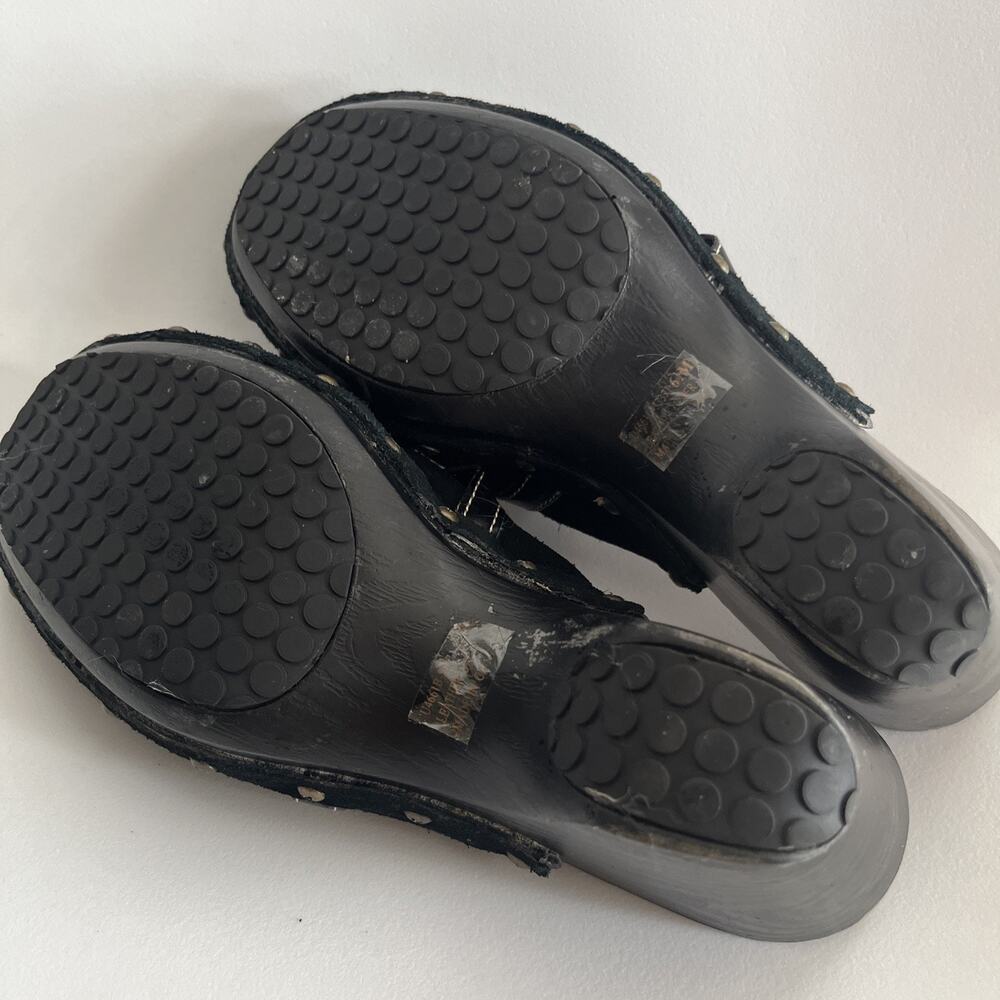Y2K VTG ? Sbicca of California Black Suede Bow Clogs Women’s 6.5 M - Picture 3 of 14